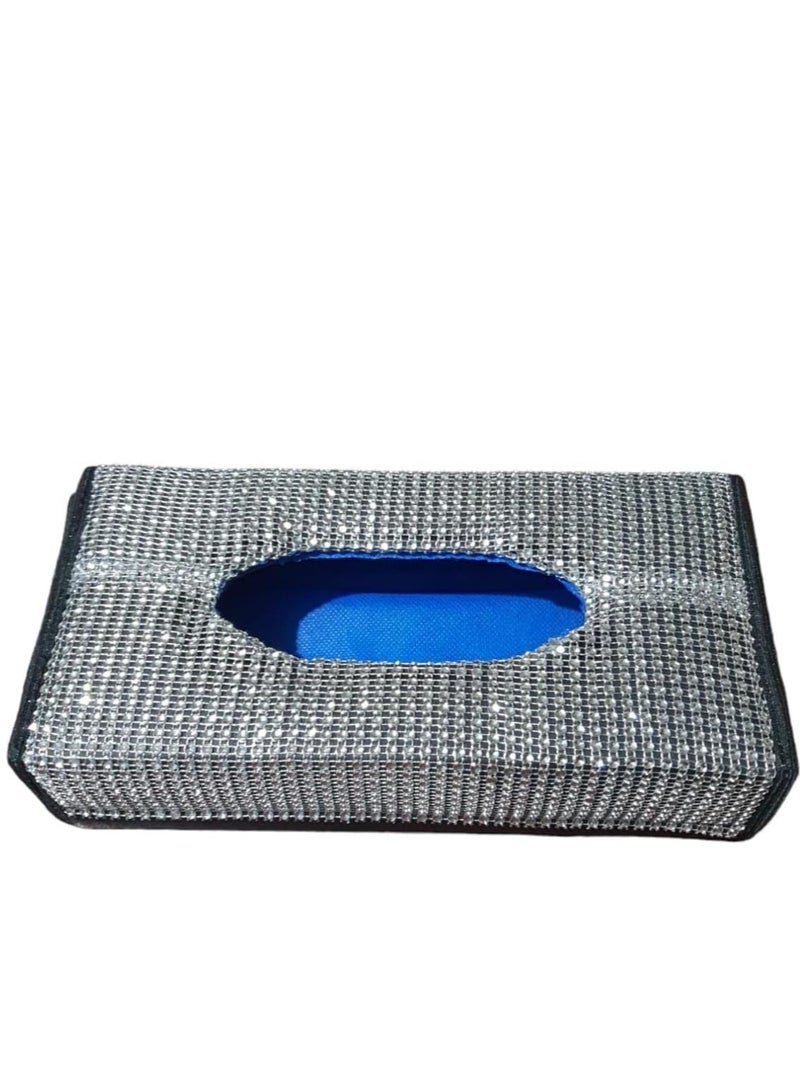 Generic Luxury Car Tissue Box Cover – Sparkling Rhinestone Design with Black Sides – Silver & Black – Dashboard Tissue Holder for Cars  - Image 4