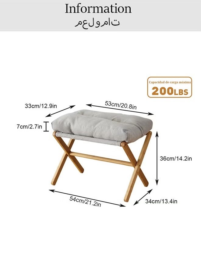 YelaJoy Ottoman Folding footrest Under-desk stool Small chair with removable footrest Fluffy 54x34x36cm (grey) - Image 4