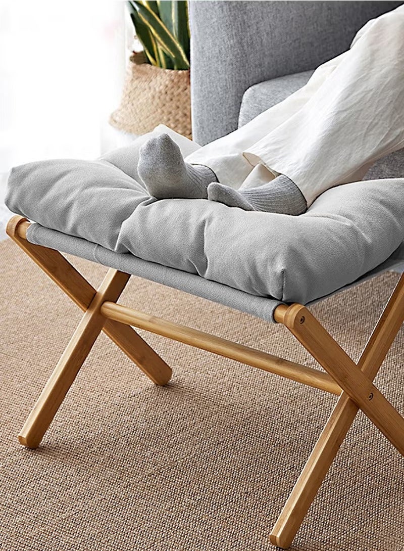 YelaJoy Ottoman Folding footrest Under-desk stool Small chair with removable footrest Fluffy 54x34x36cm (grey) - Image 2