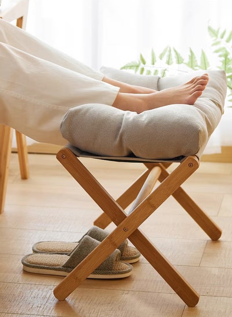 YelaJoy Ottoman Folding footrest Under-desk stool Small chair with removable footrest Fluffy 54x34x36cm (grey) - Image 3