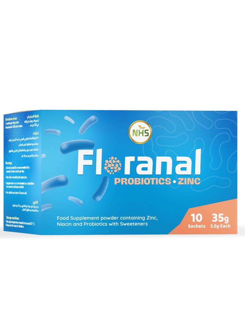 NHS NHS Floranal Probiotic and Zinc 10 Sachets - Image 1