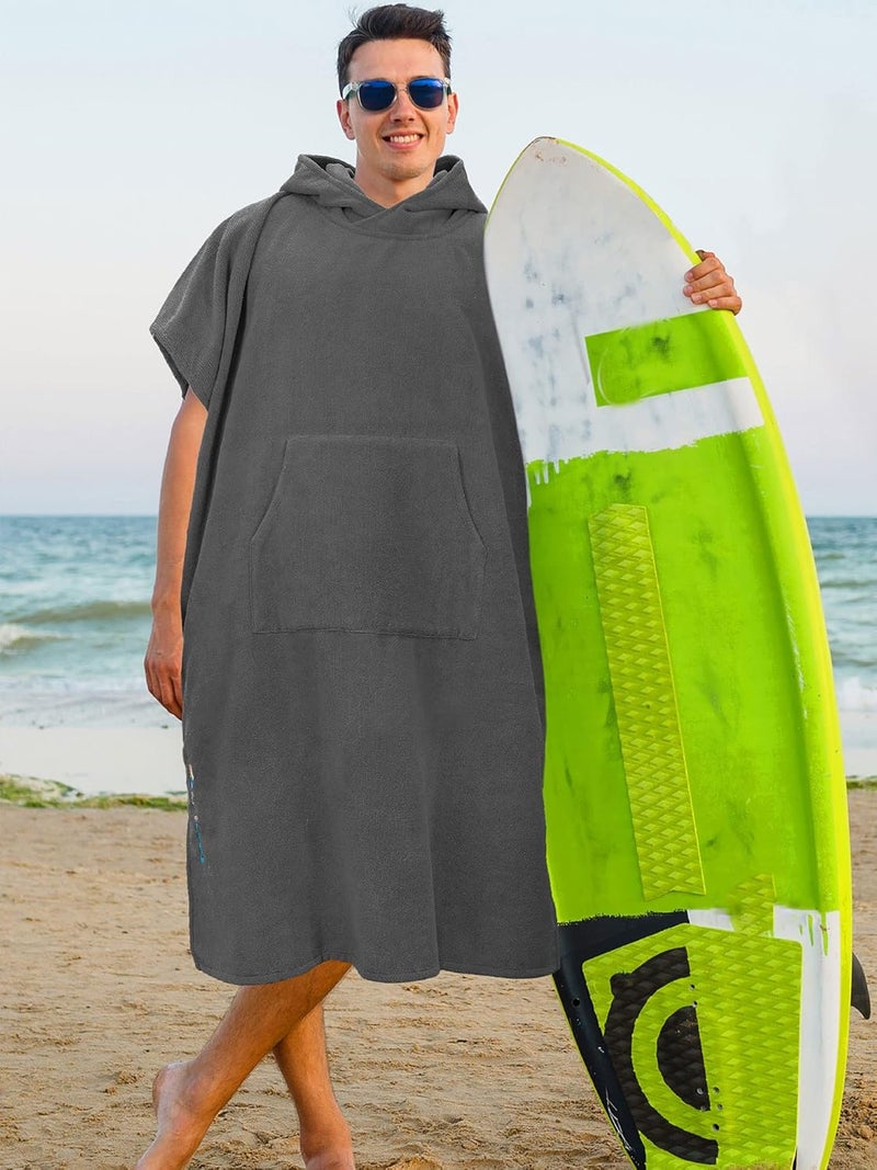 Suncube SUN CUBE Surf Poncho Changing Robe with Hood | Absorbent Quick Dry Microfiber Wetsuit Changing Towel with Pocket for Surfing Men Women, Grey, One size - Image 2