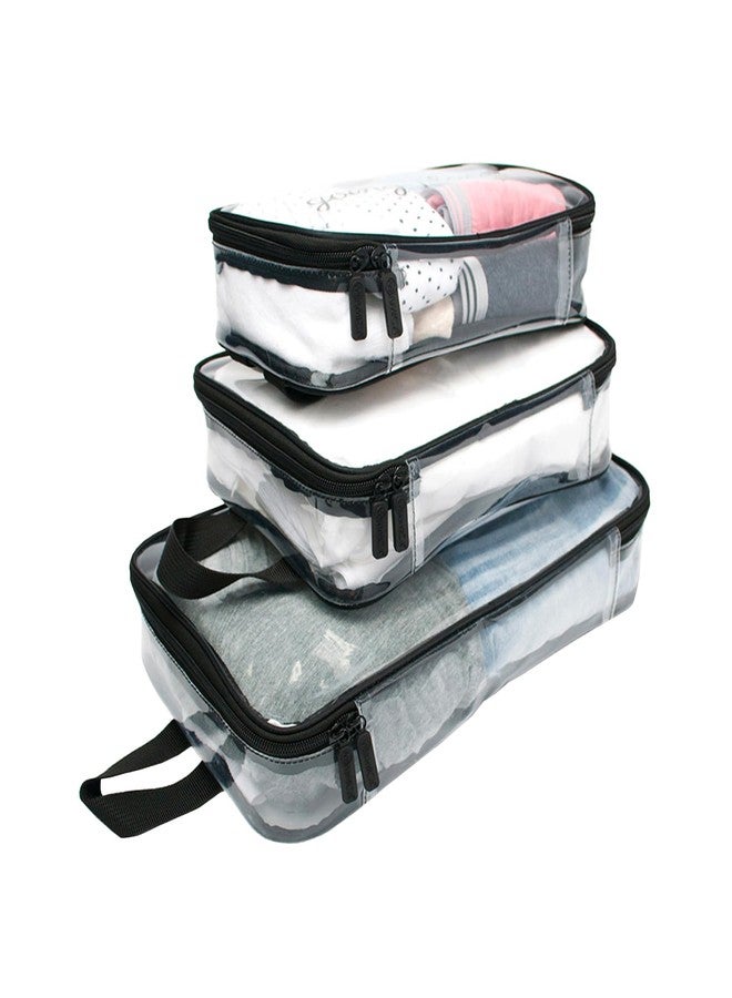 Miamica Packing Cube Set - 3-Piece Set, Clear/Black - Image 1
