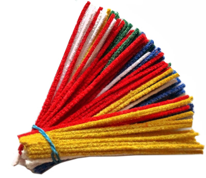 Germanus pipe cleaners colourful red yellow blue green white chenille wire bending plush for crafts and decorating for children and adults pack of 100
