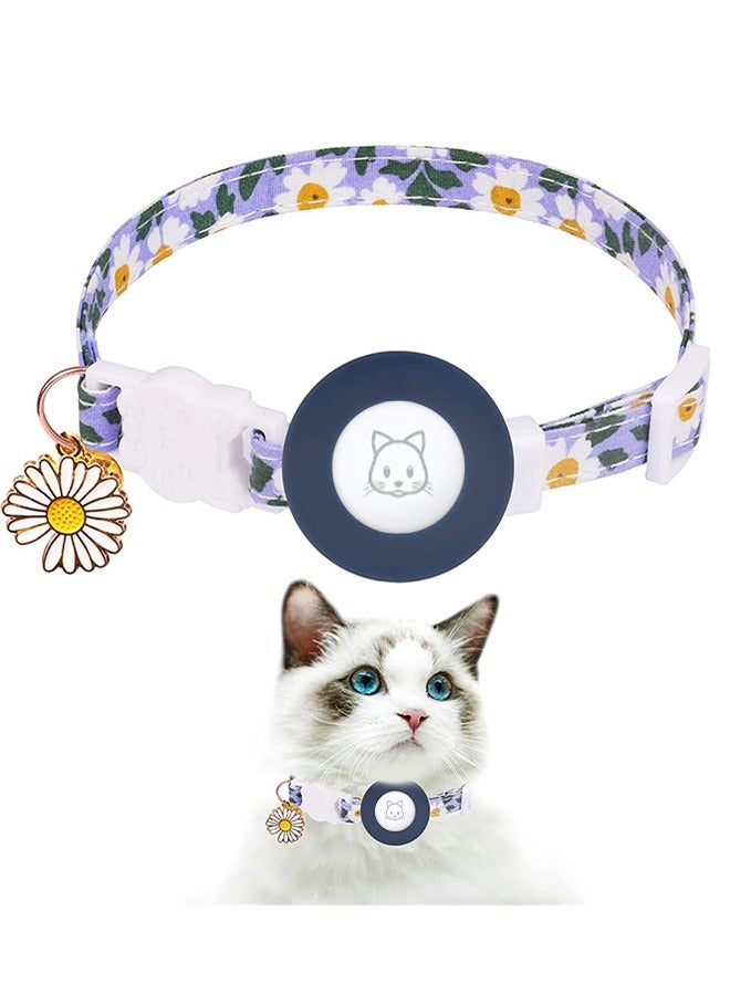 GUDOO قلادة قطة لآيرتاغ، قلادة قطة صغيرة مع حامل سيليكون لآيرتاغ، جرس وسحر زهرة للقطط الإناث والذكور والكلاب الصغيرة، لونها أزرق. - Image 1