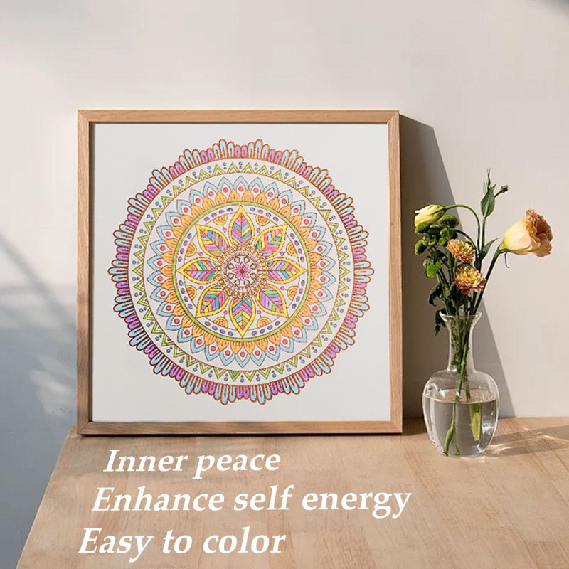 CKMOREL Mandala Adult Coloring Book for Women Relaxation, Gold Foil Mandala Coloring Book Set with 24 Colors Retractable Glitter Gel Pens, 12Pcs Premium Single-Sided Paper Mindfulness Gift Include Gift Bag - Image 4