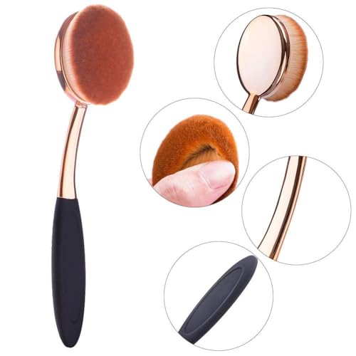 Yoseng Foundation Brush for Liquid Makeup - Rose Gold Oval Face Makeup Brush with Cover and Egg Cleaner| Soft Foundation Brushes for Cream & Liquid Foundation,Dust-Free Bristles Flawless Application - Image 4