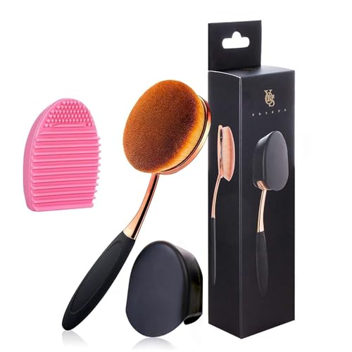 Yoseng Foundation Brush for Liquid Makeup - Rose Gold Oval Face Makeup Brush with Cover and Egg Cleaner| Soft Foundation Brushes for Cream & Liquid Foundation,Dust-Free Bristles Flawless Application - Image 1