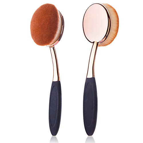 Yoseng Foundation Brush for Liquid Makeup - Rose Gold Oval Face Makeup Brush with Cover and Egg Cleaner| Soft Foundation Brushes for Cream & Liquid Foundation,Dust-Free Bristles Flawless Application - Image 2