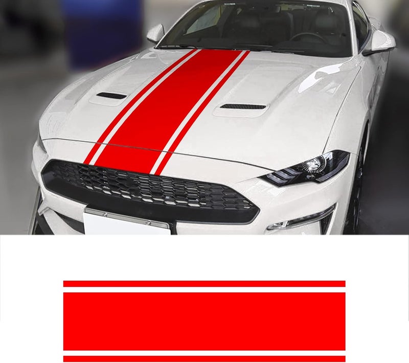 LANZMYAN Car Hood Decal Sticker DBS006 - Red Racing Stripe Vinyl Decoration - Image 1