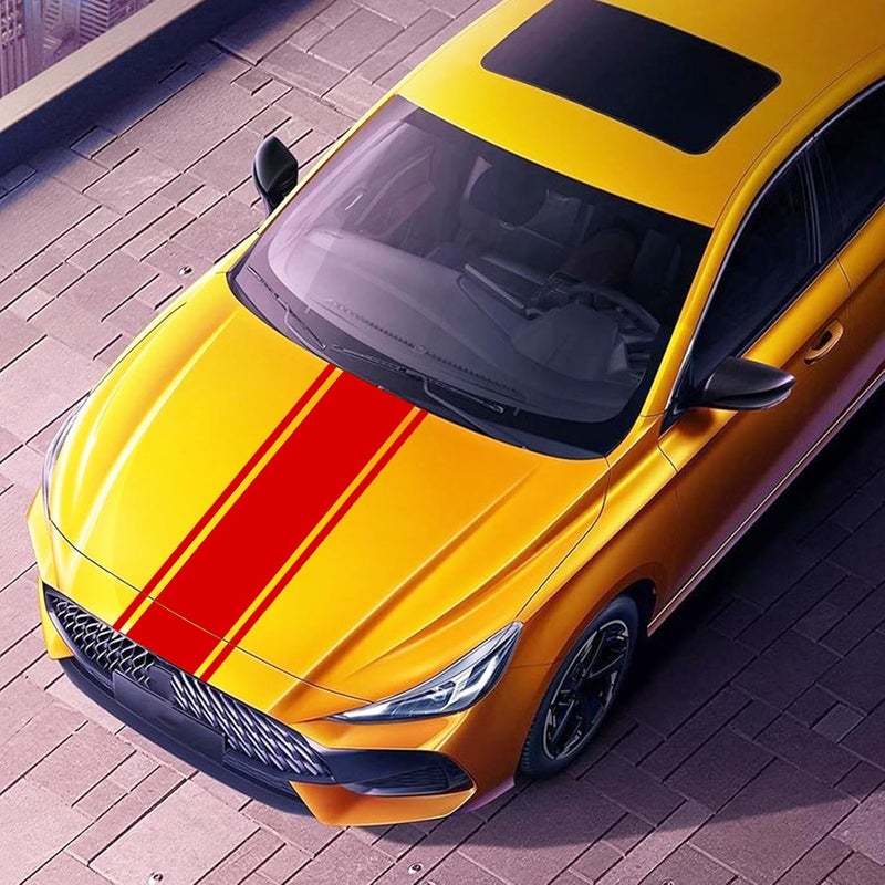 LANZMYAN Car Hood Decal Sticker DBS006 - Red Racing Stripe Vinyl Decoration - Image 4