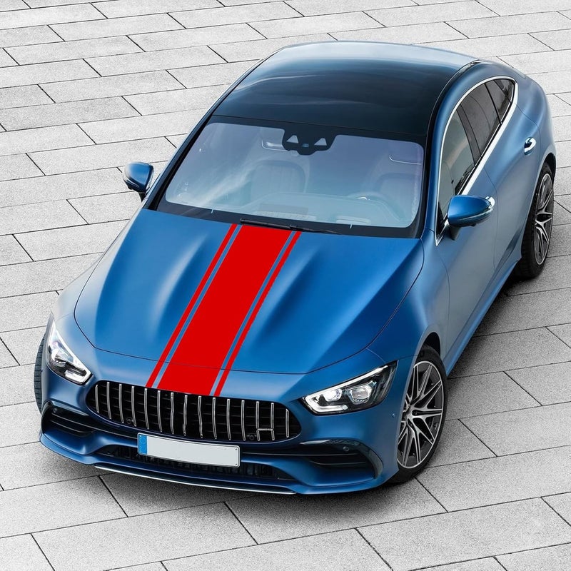 LANZMYAN Car Hood Decal Sticker DBS006 - Red Racing Stripe Vinyl Decoration - Image 3