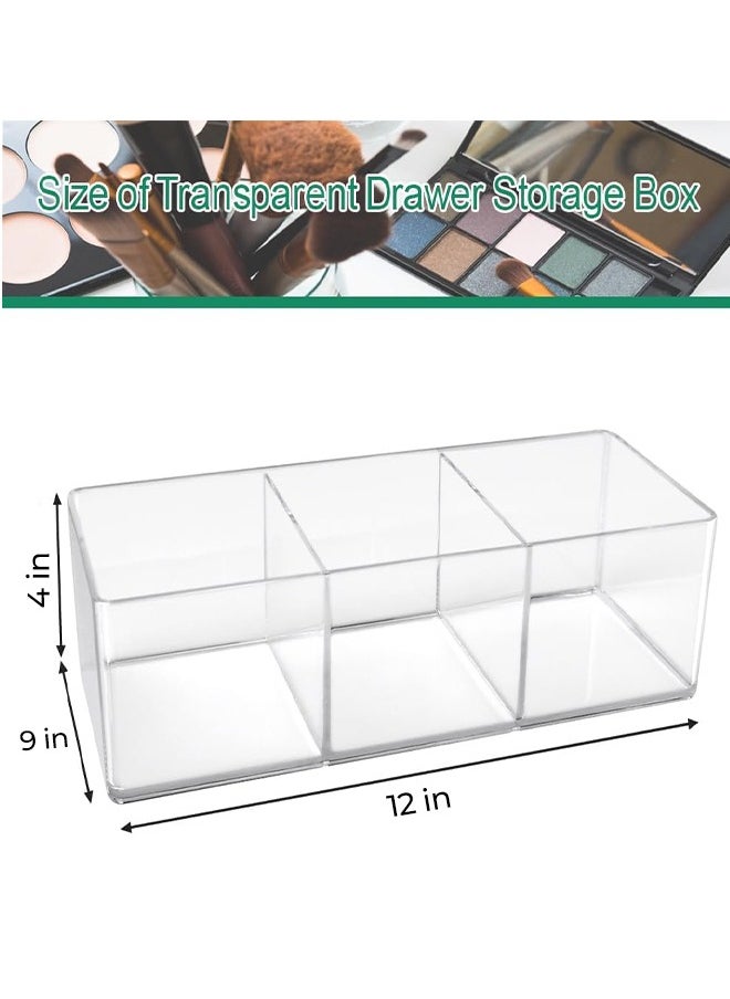 Eworld 3-Compartment Acrylic Desk Organizer Tray for Home and Office. Organize drawers, shelves, desk, vanity, or pantry with this stackable cosmetic drawer organizer  - Image 2
