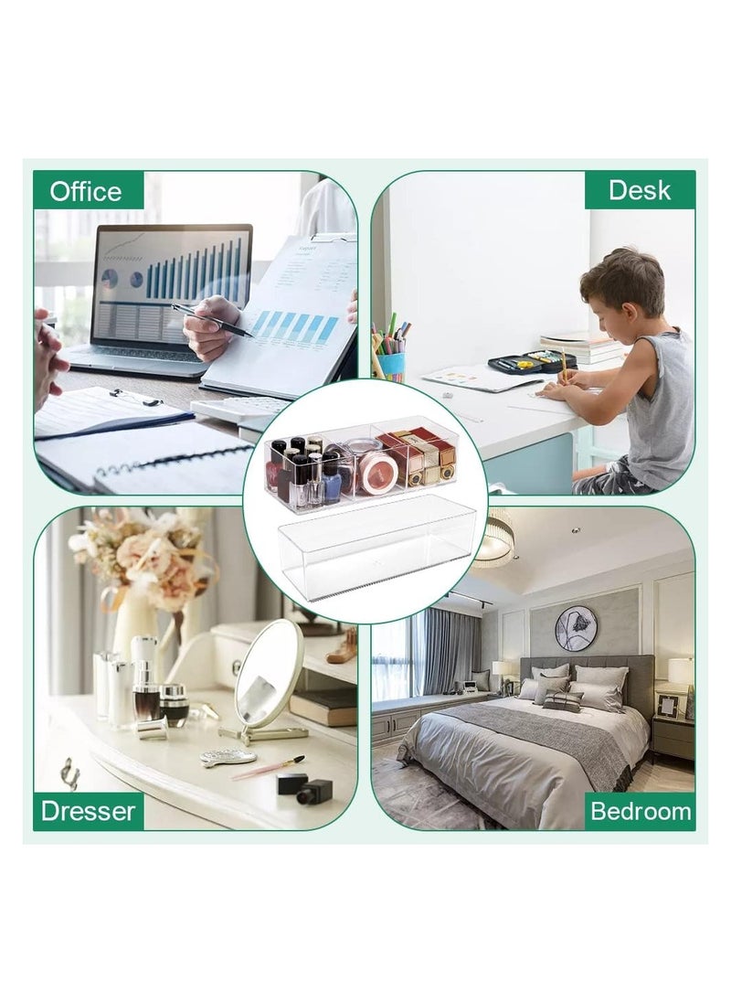 Eworld 3-Compartment Acrylic Desk Organizer Tray for Home and Office. Organize drawers, shelves, desk, vanity, or pantry with this stackable cosmetic drawer organizer  - Image 5