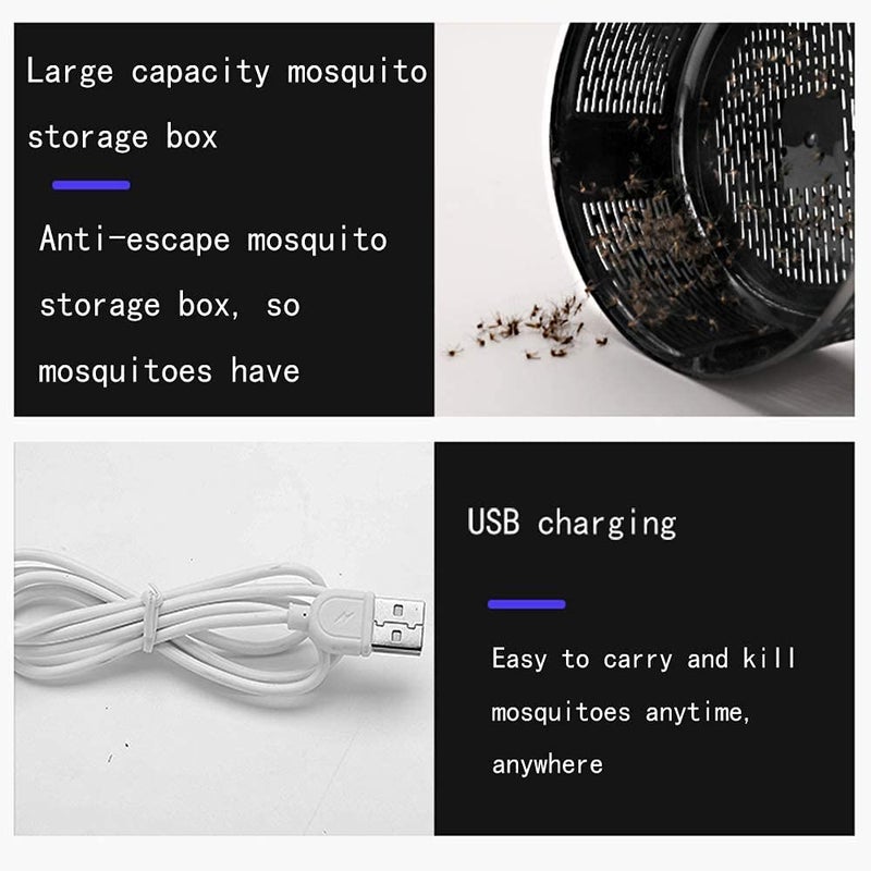 Orlenic Electric Bug Zapper Mosquito Killer Lamp, USB Powered Indoor and Outdoor Insect Trap, Safe Non-Toxic Mosquito Light with No Noise, Portable USB Mosquito Repellent Lamp, Black - Image 5