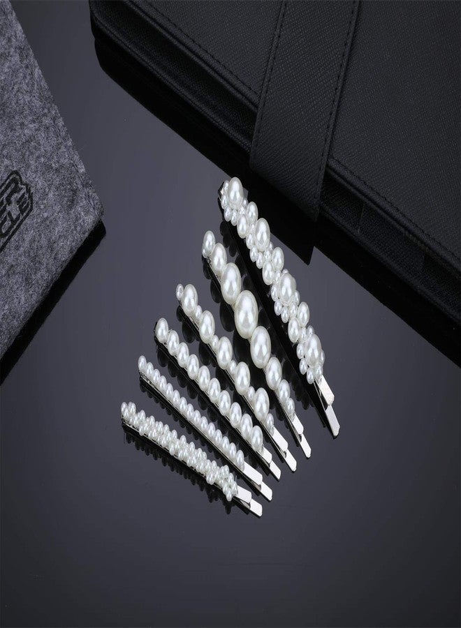 KCHIES Pearl Hair Clips Barrettes Silver Wedding Decorative Bobby Pins Women Girls Bridal Her Valentines Mother’s Day Birthday Prom Party Daily Wear Hair Styling Accessories Xmas Gift 6pcs - Image 1