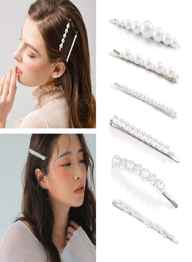 KCHIES Pearl Hair Clips Barrettes Silver Wedding Decorative Bobby Pins Women Girls Bridal Her Valentines Mother’s Day Birthday Prom Party Daily Wear Hair Styling Accessories Xmas Gift 6pcs - Image 3