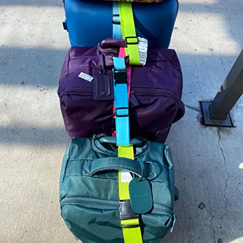 Ajmyonsp 4Pack Luggage Straps Add Bag Straps to Connect Two Suitcases Adjustable Luggage Belt Connector for Carry On Travel Attachment Accessories for Connect Your 3 Luggages 4 Color - Image 3