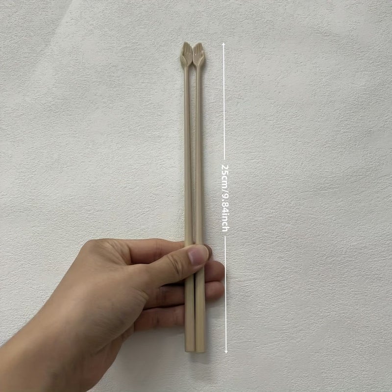 Cute Mini Palm Shaped Chopsticks 2 Pairs Plastic Durable For Pet Food Gift - Image 4