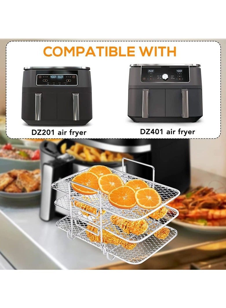 general Air fryer accessories Three-tier grill steamer rack compatible with DZ201 and DZ401 air fryer stainless steel air fryer accessories - Image 2