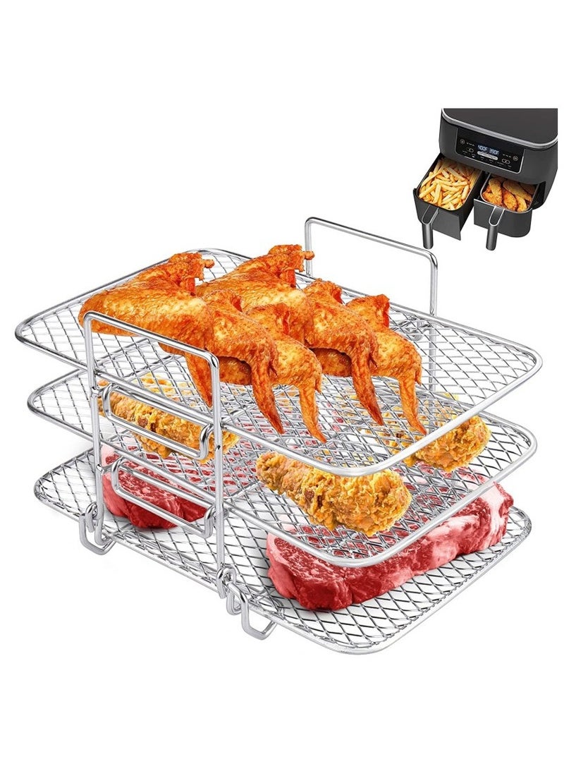 general Air fryer accessories Three-tier grill steamer rack compatible with DZ201 and DZ401 air fryer stainless steel air fryer accessories - Image 1