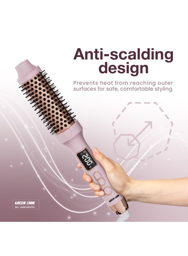 GREEN LION BELLA Hair Styling Brush / Hair Curl Brush / Hair Straightening Brush / 30Sec Fast Heating / Anti Scalding Design / 60min Auto Off / Ergonomic Design - Pink - Image 3
