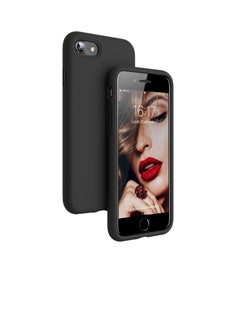 Compatible with iPhone 7/8, iPhone SE 2022, SE 2020, Case, Liquid Silicone Case, Full Body Protective Cover, Shockproof, Slim Phone Case, Anti-Scratch Soft Microfiber (Black)