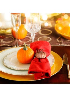 Patelai Pumpkin Napkin Ring Holders Thanksgiving Halloween Napkin Rings Fall Napkin Ring Holders Pumpkin Dinner Tables Rings For Thanksgiving Dinner Parties Weddings Family Gatherings (6 Pieces)  - Image 5