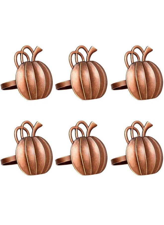 Patelai - Pumpkin Napkin Ring Holders Thanksgiving Halloween Napkin Rings Fall Napkin Ring Holders Pumpkin Dinner Tables Rings For Thanksgiving Dinner Parties Weddings Family Gatherings (6 Pieces) - Image 1