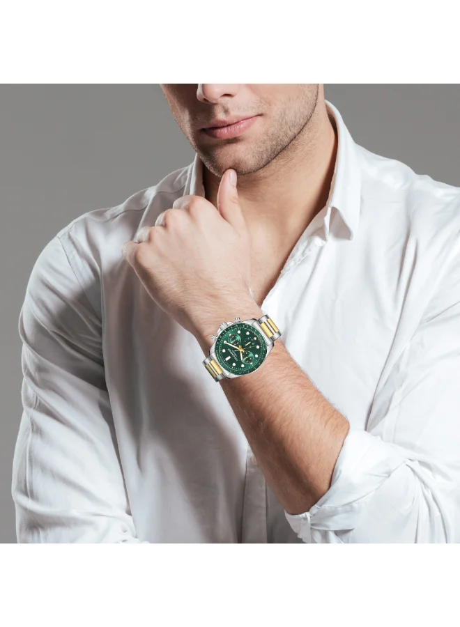 Lee Cooper Dark Green Men's Metal Multi Function Watch LC08215.270 - 42 mm for Men | Best Price UAE