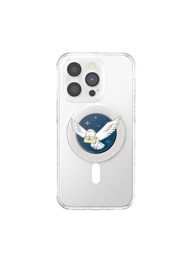 POPSOCKETS حامل وقبضة مغناطيسية للهاتف من MagSafe PopGrip مرخصة، مغناطيس قوي، لهاتف iPhone 15/14/13/12 وحافظات MagSafe، حلقة محول متضمنة للهواتف والحافظات غير المزودة بـ MagSafe - Harry Potter Hedwig - Image 3