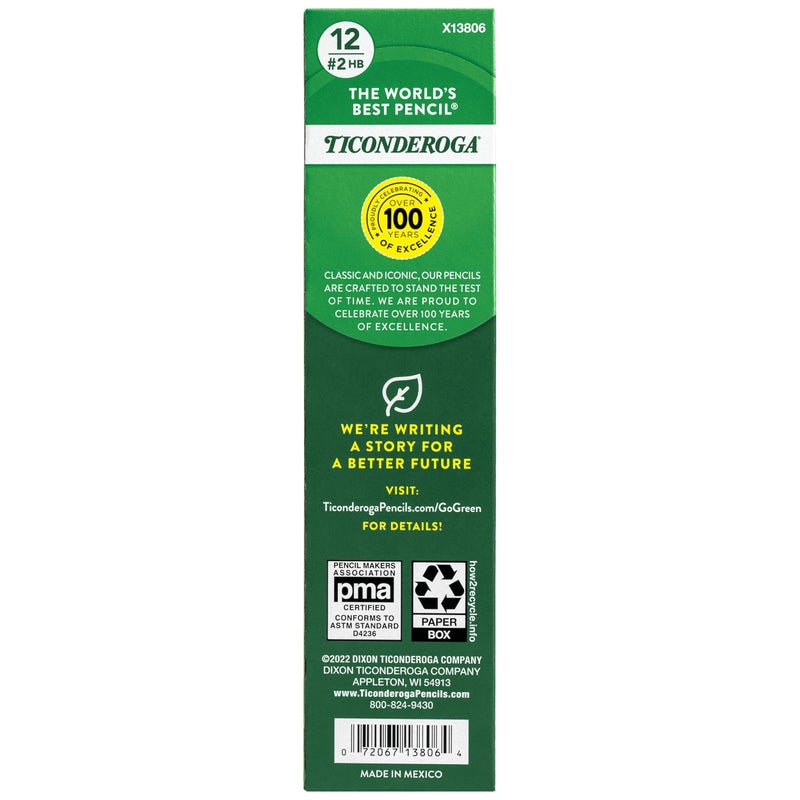 Ticonderoga Wood-Cased Pencils, Pre-Sharpened, 2 HB Soft, Yellow, 12 Count - Image 2