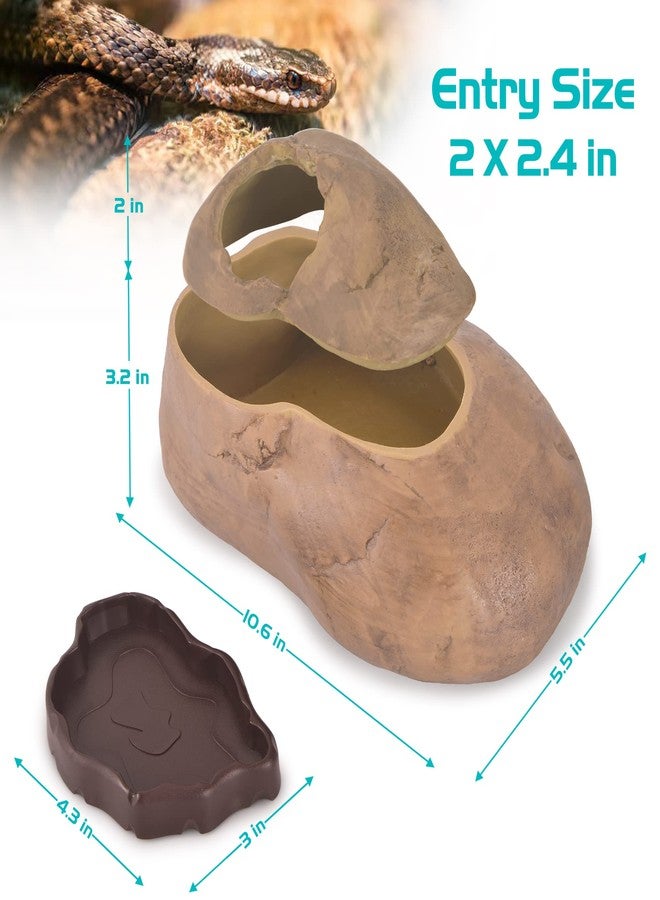 Antidious Snake Hide Cave for Gecko Shedding, Natural Rock Look Hideout, Reptiles Egg-Laying Shelters, Suitable for Maize Serpent, Green Serpent,Rat Snake and Gecko, L Size - Image 2