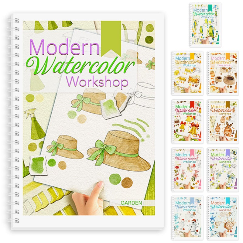ADEVIAN Watercolor Workbook, Watercolor Workbook Paint Book Beginner Friendly, 12 Different Patterns Stress-Relieving Art Crafts for Creative Exploration Gift for Women Adults Teens (Garden, 1) - Image 1