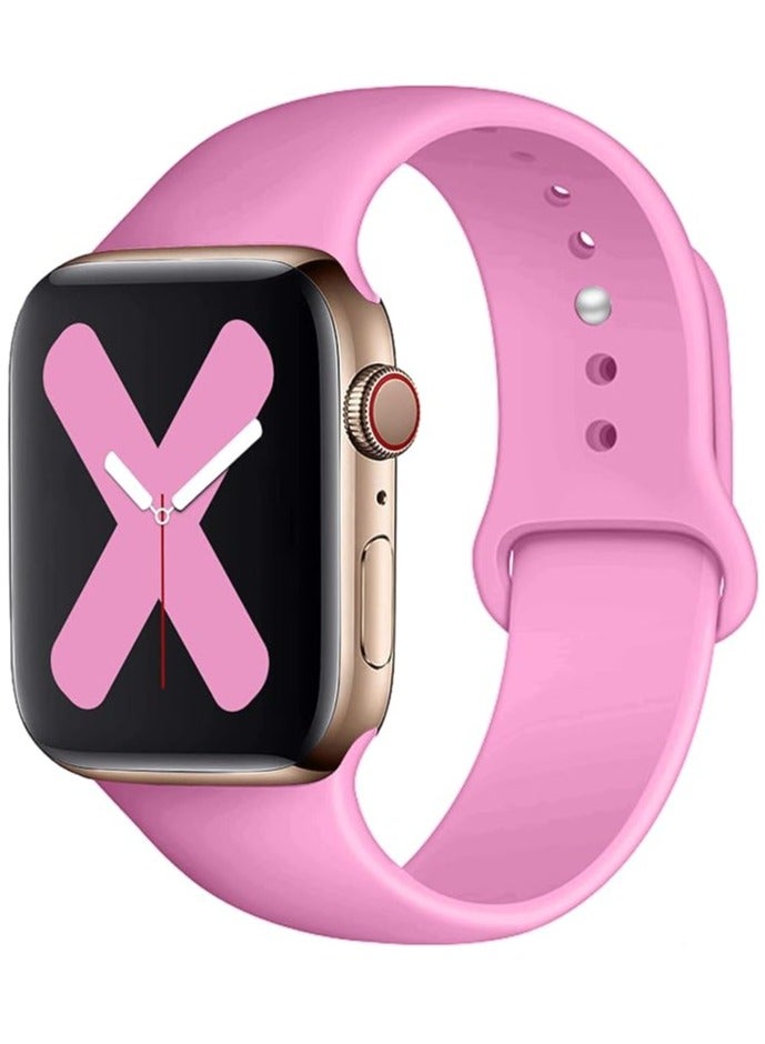 سوار سيليكون رياضي لساعة ابل مقاس 41 ملم و 40 ملم و 38 ملم، استراب رياضي من السيليكون الناعم المقاوم للماء لساعة اي ووتش اس اي 5/4/3/2/1، من تين تك - بينك