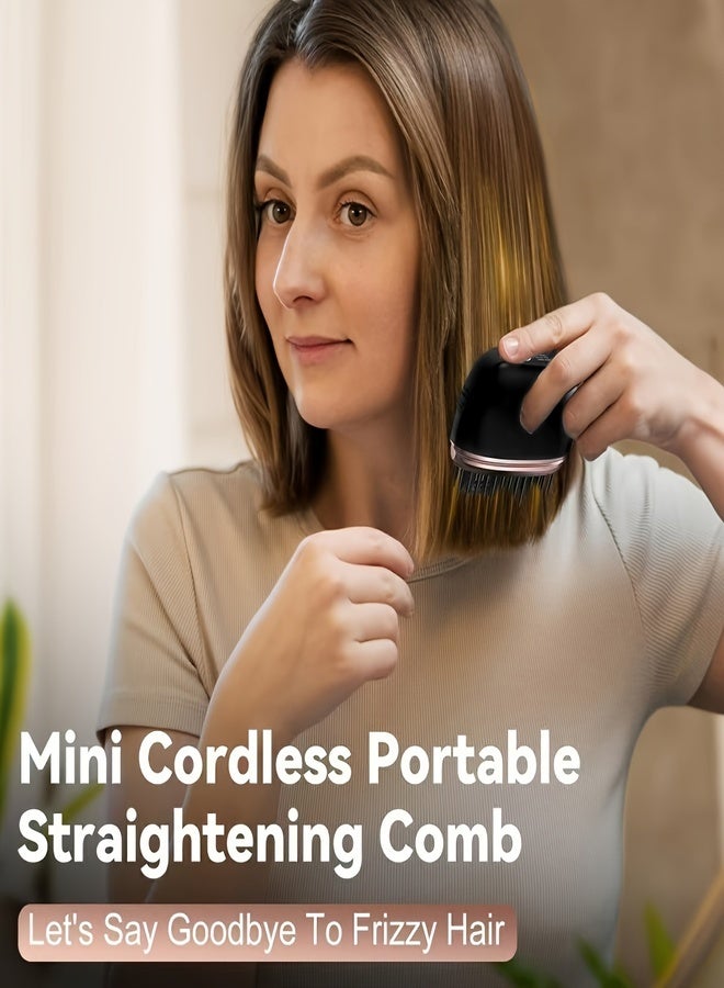 Compact Wireless Straightening Comb - Portable USB Charging Travel Essential,  Copper Heating Plates for Smooth Styling, Portable Hair Styler | Fashionable Modern Design | Mini Hair Straightener - Image 3