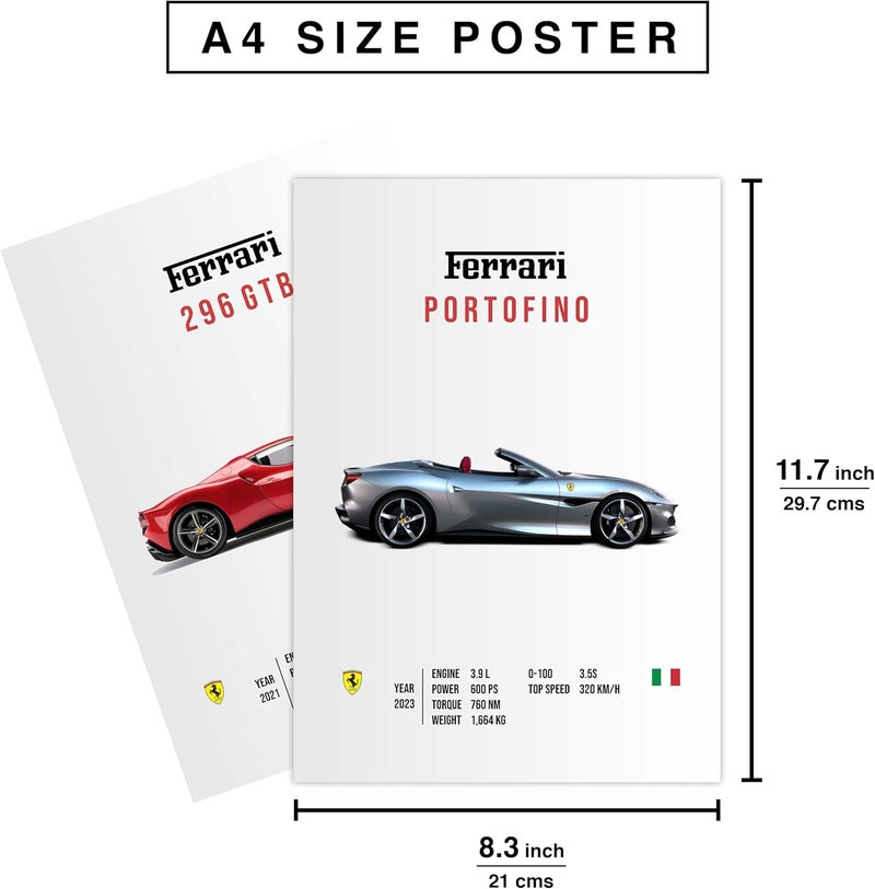 CodersParadise Paper Pack Of 6 - Ferrari Sports Cars Wall Posters 8X12 Inch (A4 Size) Included Glue Dots Wall Decor Posters Wall Art - Image 5