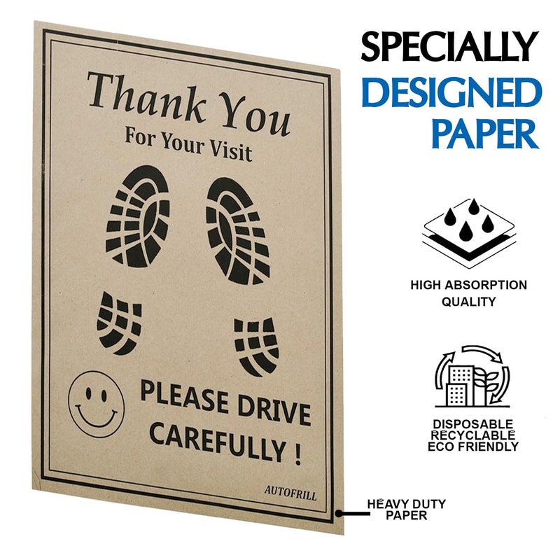 AUTOFRILL 200 قطعة حصائر ورقية قابلة للتصرف لسيارات - حصائر أقدام قابلة للتحلل لداخل السيارة - تناسب جميع السيارات، SUVs والشاحنات (الحجم 49 * 38 سم) - Image 4