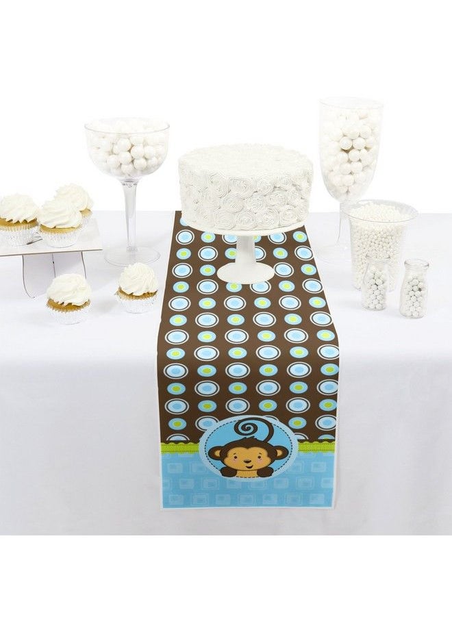 Big Dot of Happiness - Blue Monkey Boy Petite Baby Shower Or Birthday Party Paper Table Runner 12 X 60 Inches - Image 1