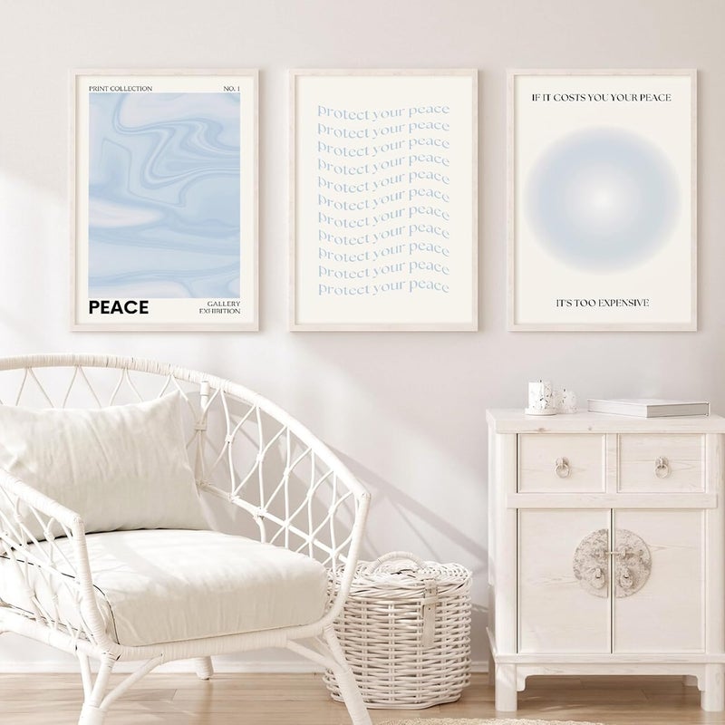 Youillne Blue Aura Wall Art Decor - Set of 3 Unframed Prints - Image 3