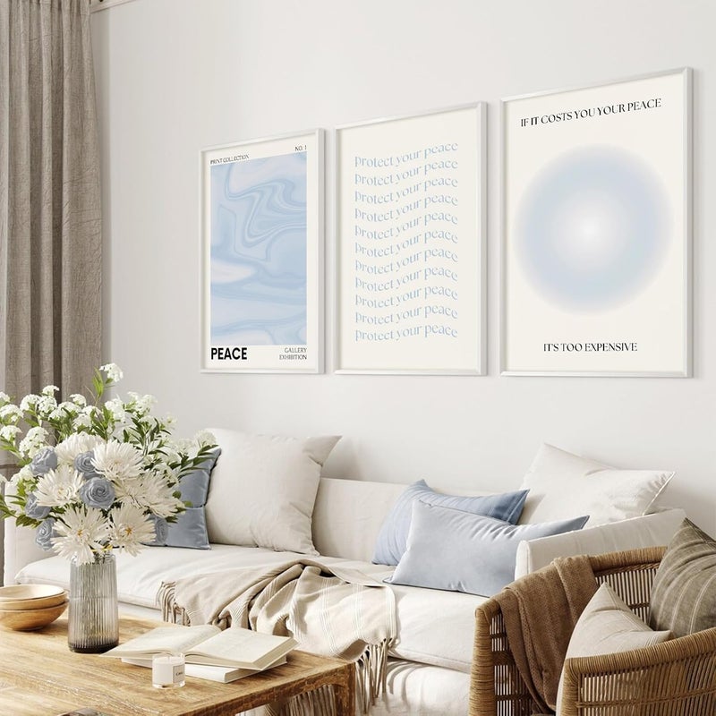 Youillne Blue Aura Wall Art Decor - Set of 3 Unframed Prints - Image 5