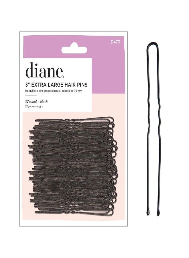 Diane Extra Large 3” Hair Pins for Women, Girls, Hairdressing, Salon, U Shaped Hair Pins with Ball Tips for Securing Updos, Buns, Braids, and Everyday Styles, Black (32 Count) - Image 1