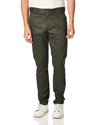 Dickies Mens SkinnyStraight Double Knee Work Pant Pants Olive Green 38W x 30L
