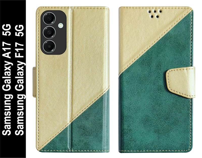 SBMS Flip Cover for Samsung Galaxy A17 5G / Samsung Galaxy F17 5G Back Cover Case with Magnatic Closure | Inbuilt Stand | Card & Money Pocket (MultiGreen) - Image 2