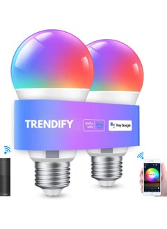 Smart Bulbs E27 Alexa WiFi Light Bulbs,Eli-time 10W LED Screw Bulb 2700K-6500K RGB Multicolored Dimmable,LED Bulbs with Smart Life APP Control,Compatible with Echo,Google Home No Hub Required (2 Pack)