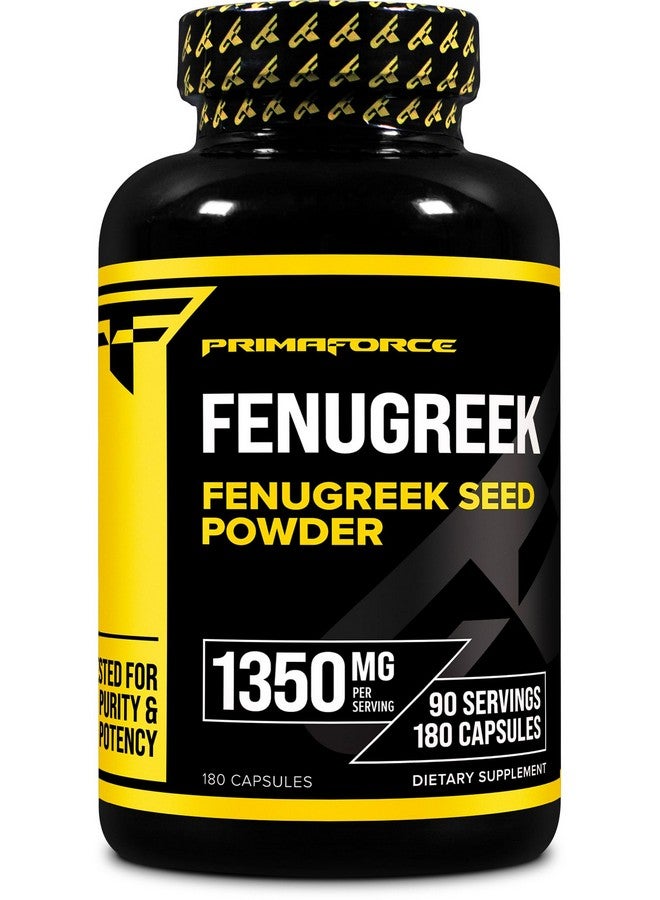 Primaforce Fenugreek Seed Capsules (180 Capsules / 1350mg Per Serving, 2 Capsule Servings) - Premium Herbal Supplement for Men and Women, Non-GMO, Gluten Free Supplement - Image 1