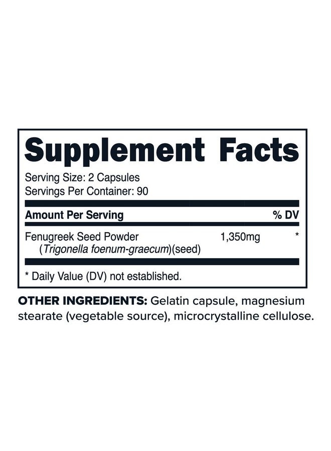 Primaforce Fenugreek Seed Capsules (180 Capsules / 1350mg Per Serving, 2 Capsule Servings) - Premium Herbal Supplement for Men and Women, Non-GMO, Gluten Free Supplement - Image 2