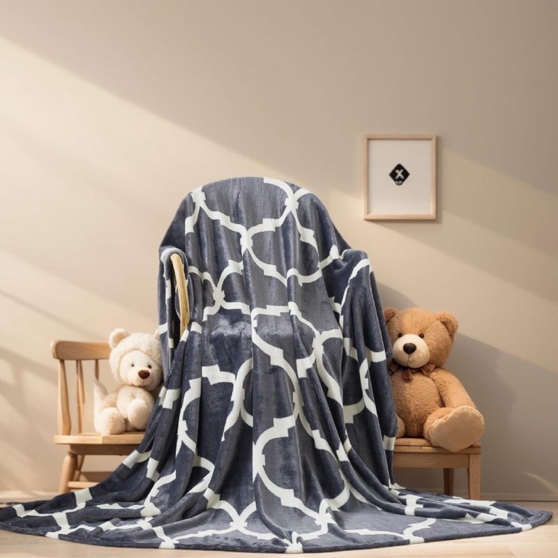 Richave Gray Pattern Twin Size Blanket Premium Lightweight Anti-Static 66x90 Inches Throw Blankets for Twin/Twin XL Extra Long Bed Couch  Sofa  Chair  Camping  Picnic Grey and White - Image 4