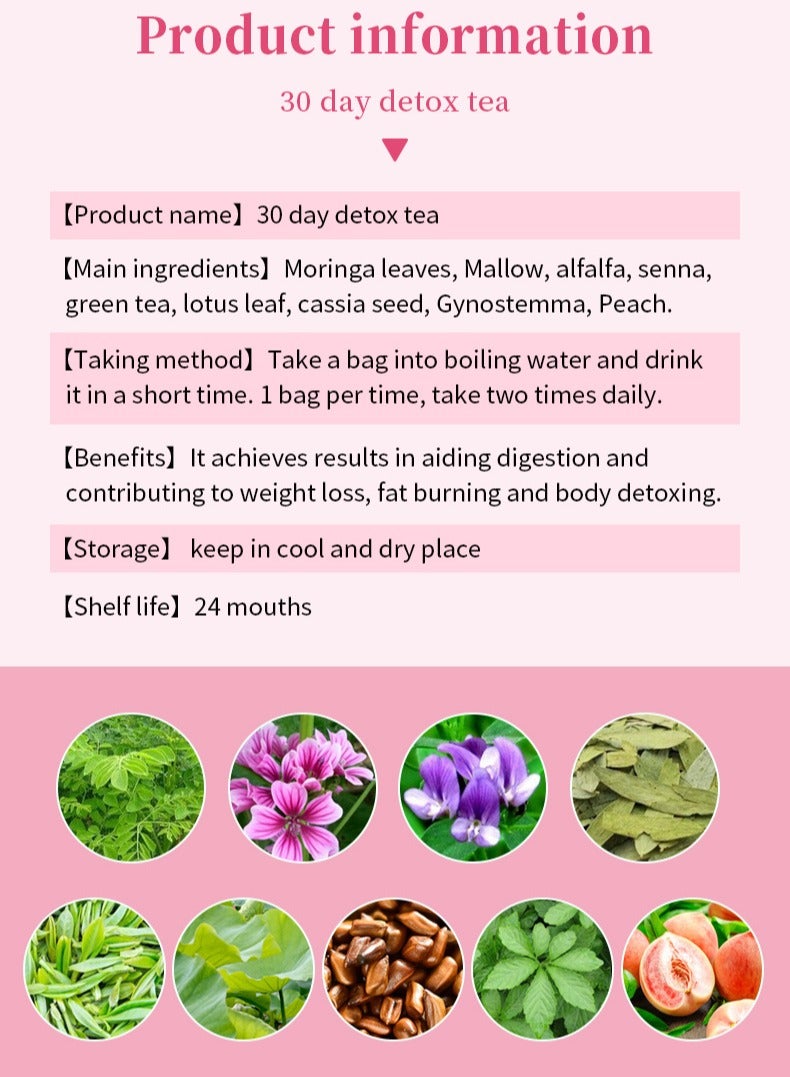 وينز تاون شاي التخلص من السموم لمدة 30 يومًا بنكهة الخوخ وحرق الدهون والشاي النحيف المناسب - Image 4