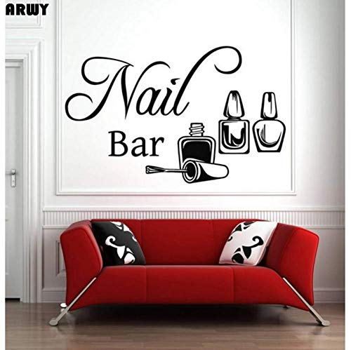 ARWY ARWY Salon Wall Stickers Nail Salon Sign Wall Window Decal Sticker Nails Nail Art Polish Manicure Pedicure Wall Decals Beauty Salon Room Decoration 91x57cm 